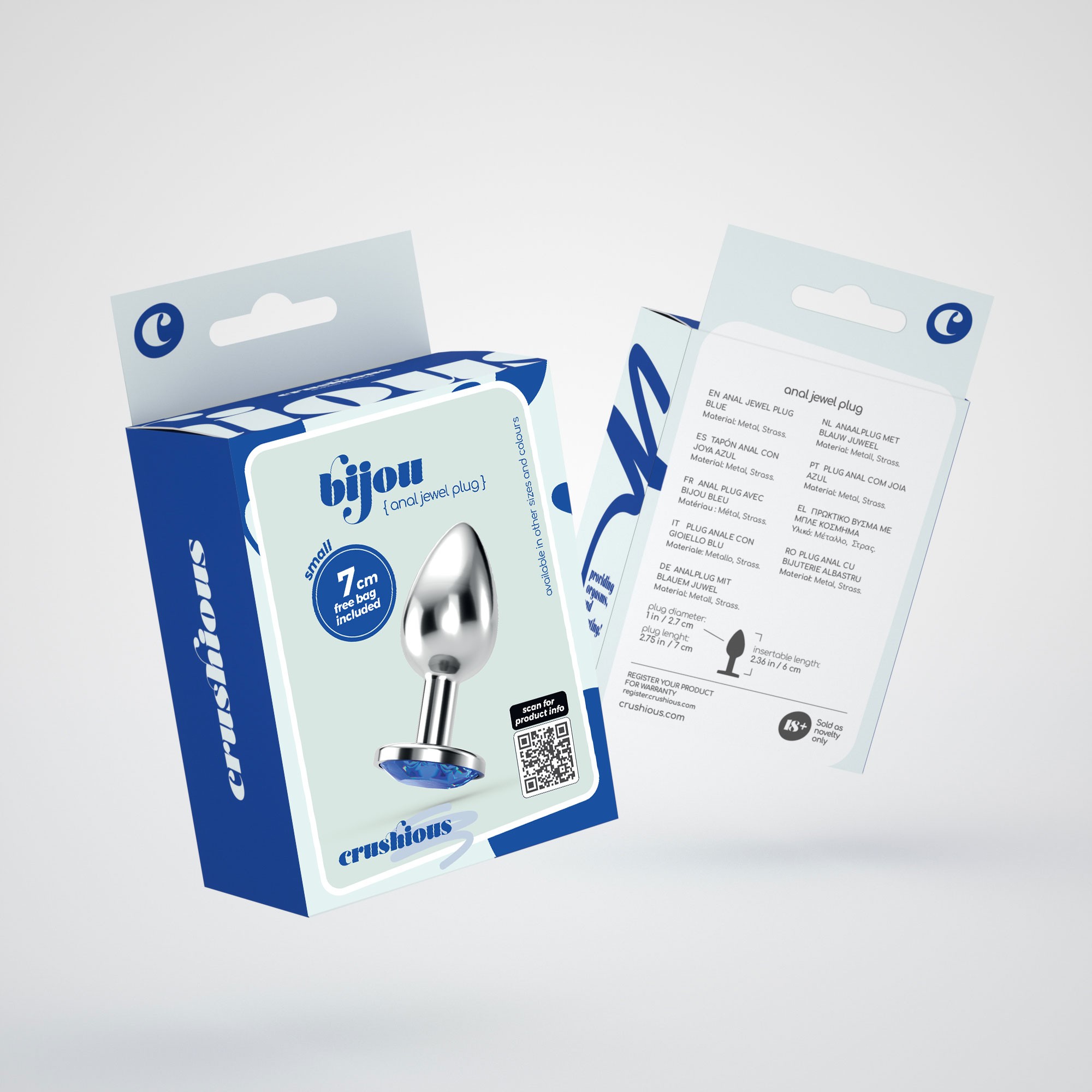 PLUG ANAL JOYA BIJOU AZUL PEQUEÑO CRUSHIOUS CON BOLSA ATERCIOPELADA GRATIS - Image 7