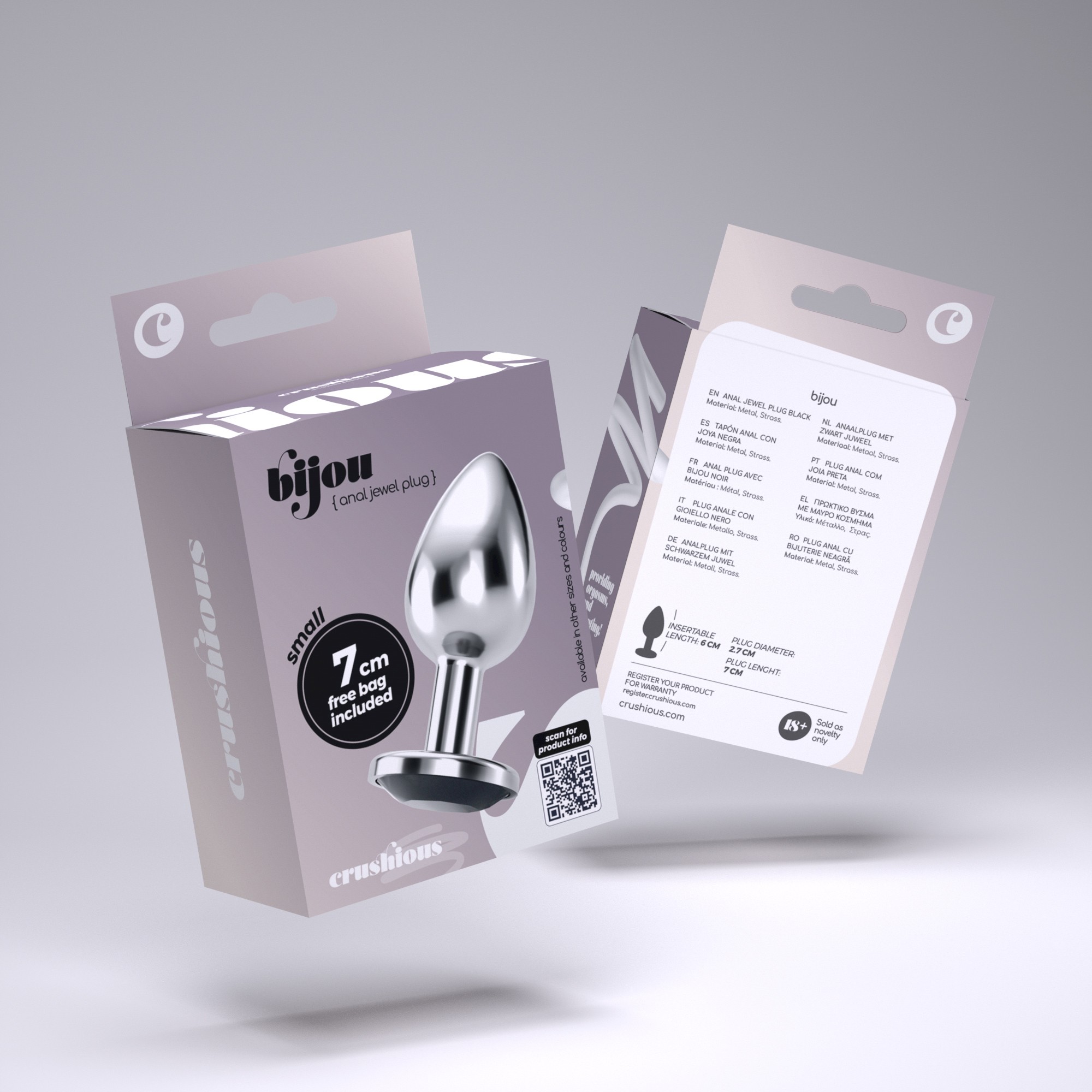 PLUG ANAL JOYA BIJOU NEGRO PEQUEÑO CRUSHIOUS CON BOLSA ATERCIOPELADA GRATIS - Image 7
