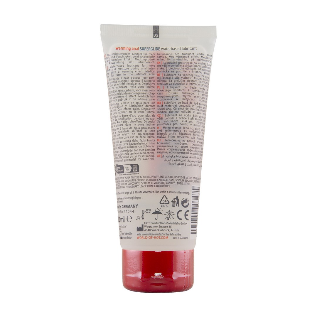 LUBRIFICANTE À BASE DE ÁGUA COM EFEITO CALOR WARMING ANAL SUPERGLIDE HOT™ 100ML