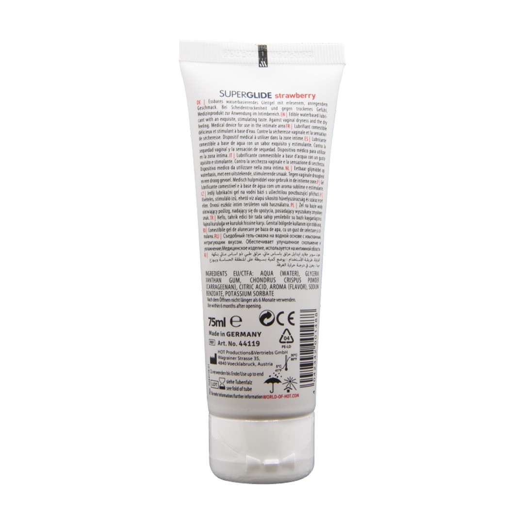 LUBRIFICANTE COMESTÍVEL HOT™ SUPERGLIDE MORANGO 75ML