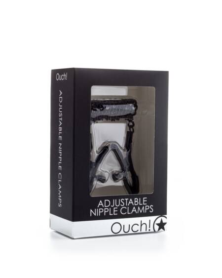 PINÇAS PARA MAMILOS OUCH! ADJUSTABLE NIPPLE CLAMPS PRETAS