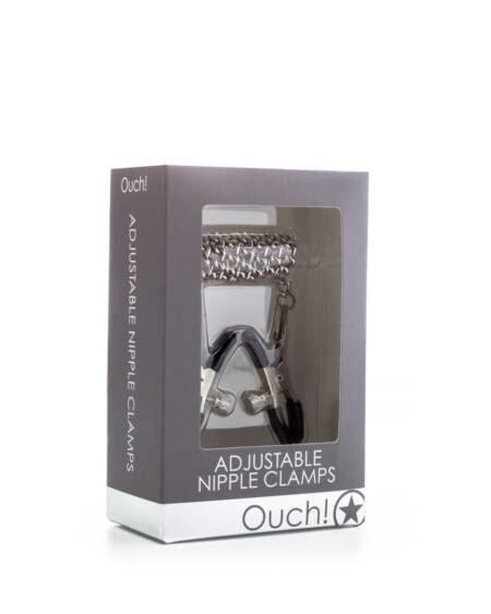 PINÇAS PARA MAMILOS OUCH! ADJUSTABLE NIPPLE CLAMPS PRATEADAS