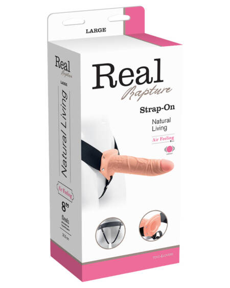 STRAP-ON OCO COM VIBRAÇÃO REAL RAPTURE AIR FEELING 8" BRANCO