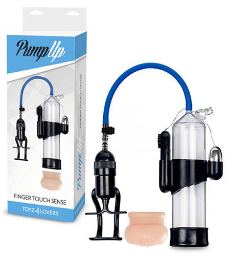 BOMBA PARA O PÉNIS VIBRATÓRIA COM MASTURBADOR FINGER TOUCH SENSE TRANSPARENTE