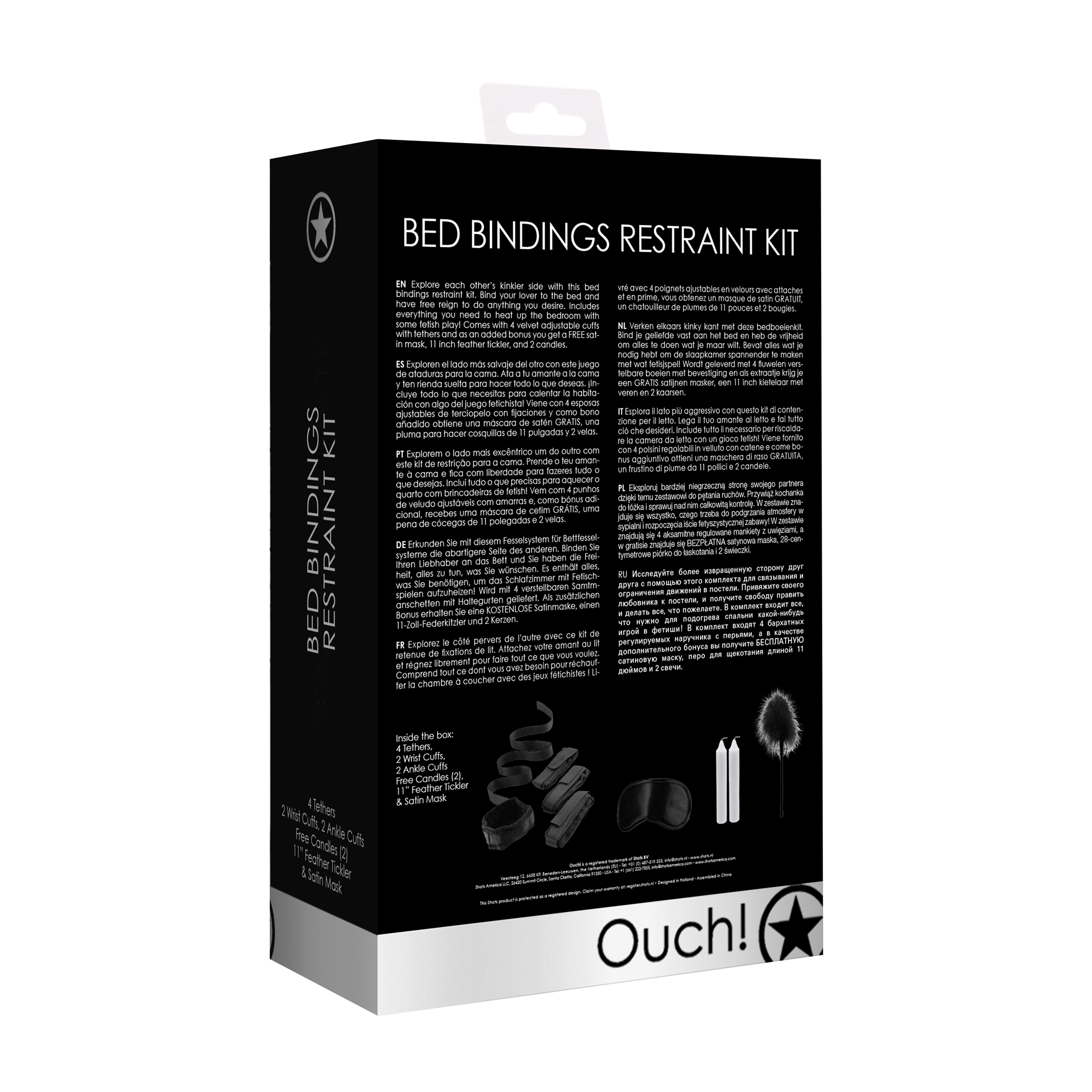KIT DE RESTRIÇÃO BED BINDINGS RESTRAINT KIT OUCH! PRETO - Image 3