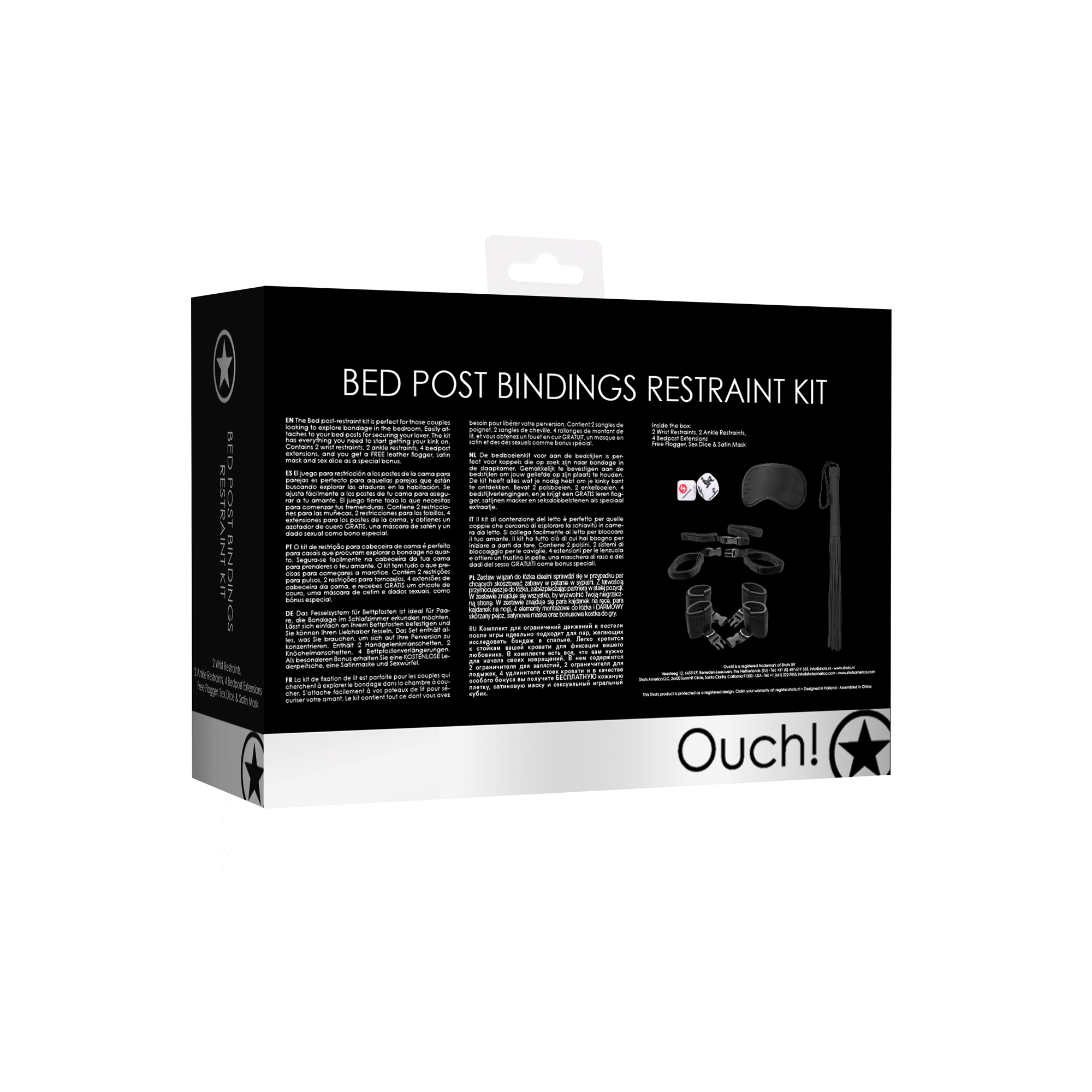 KIT DE RESTRIÇÃO BED POST BINDINGS RESTRAINT KIT OUCH! PRETO - Image 4