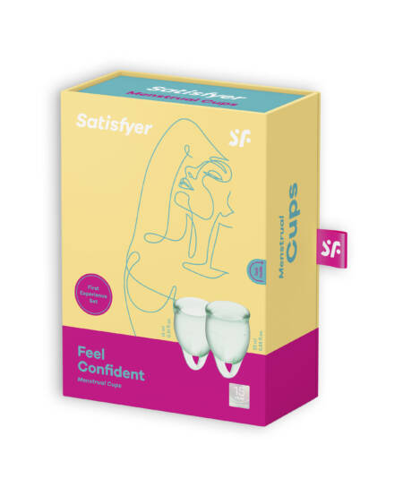 CONJUNTO DE 2 COPOS MENSTRUAIS FEEL CONFIDENT SATISFYER VERDE CLARO