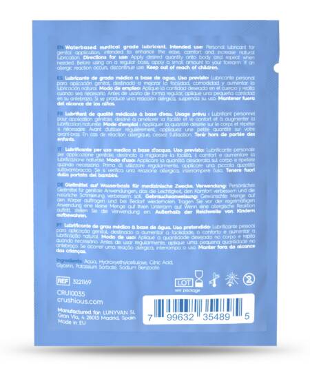 SAQUETA DE LUBRIFICANTE À BASE DE ÁGUA 4 ML CRUSHIOUS
