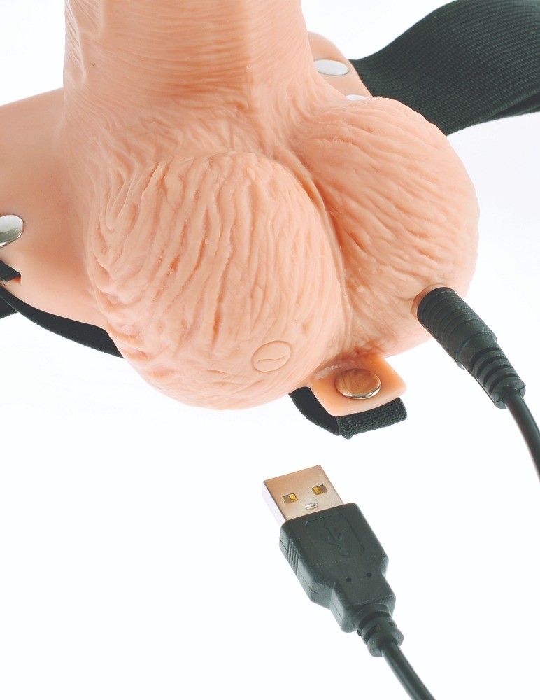 ARNÊS COM DILDO OCO RECARREGÁVEL 6" HOLLOW RECHARGEABLE STRAP-ON COM COMANDO FETISH FANTASY SERIES - Image 6