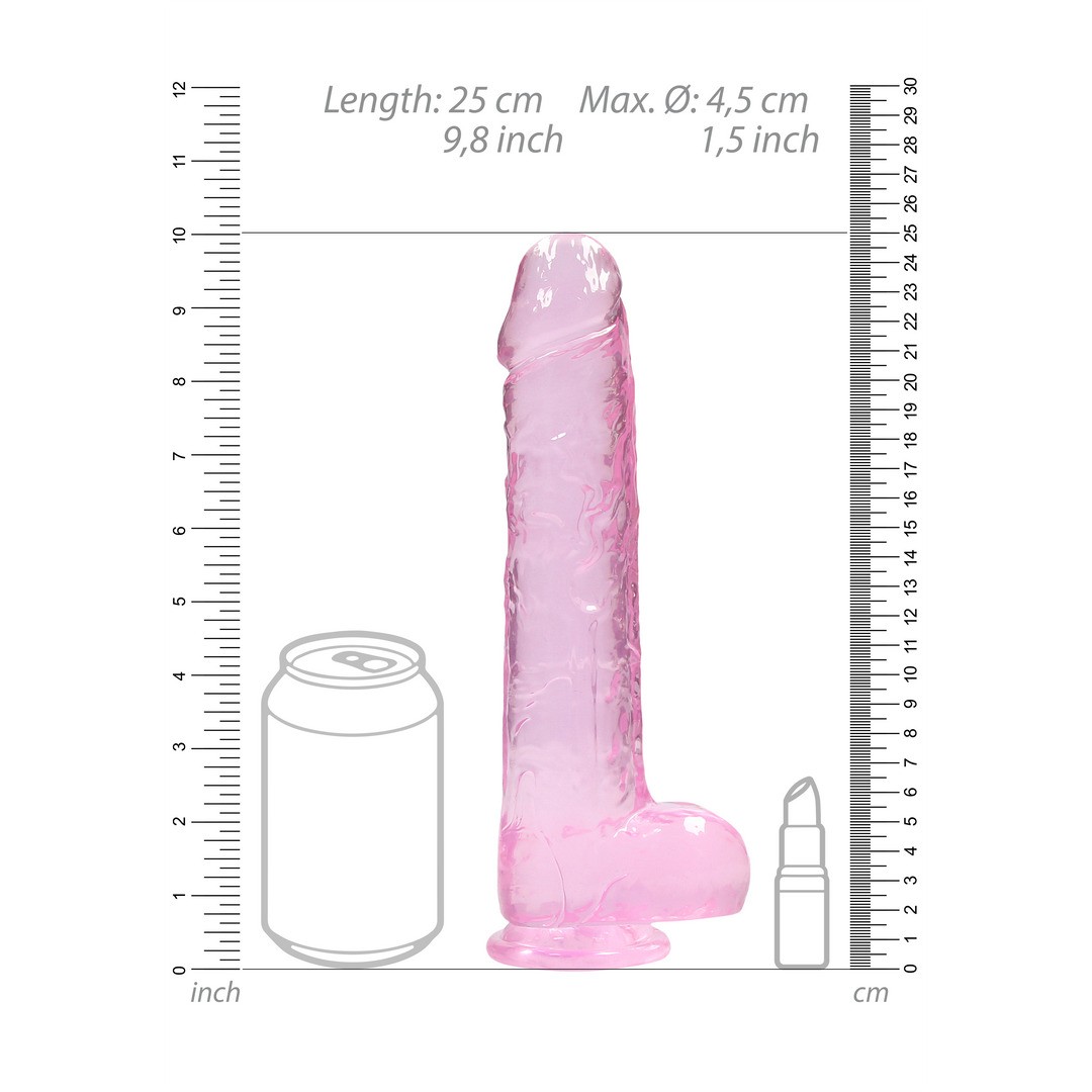 DILDO REALISTA COM TESTÍCULOS CRYSTAL CLEAR 9 /23 CM ROSA REALROCK - Image 6