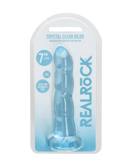 DILDO NON-REALISTIC CRYSTAL CLEAR 7 /17 CM AZUL REALROCK