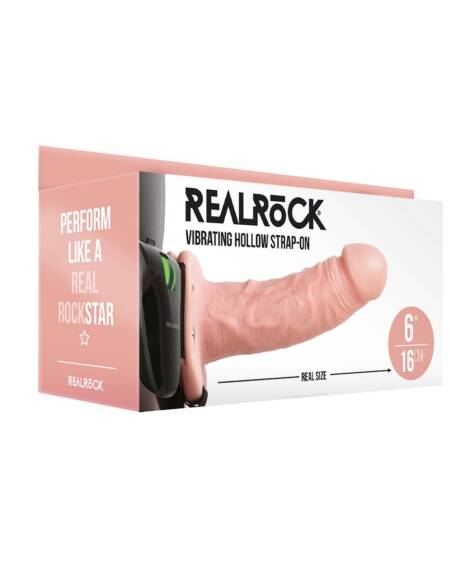 STRAP-ON OCO COM VIBRAÇÃO 6 /15,5 CM FLESH REALROCK