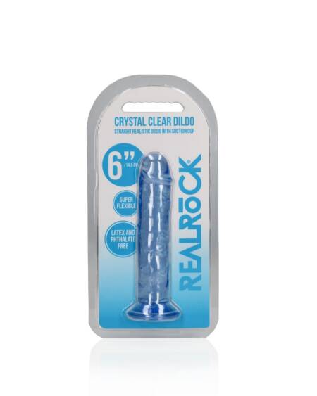 DILDO STRAIGHT REALISTIC CRYSTAL CLEAR 6 /14,5 CM AZUL REALROCK