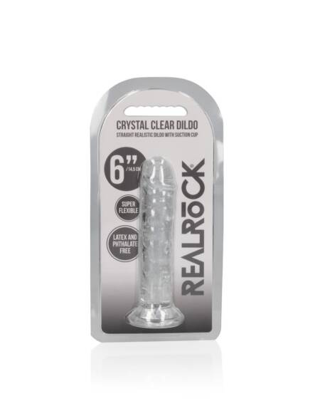 DILDO STRAIGHT REALISTIC CRYSTAL CLEAR 6 /14,5 CM TRANSPARENTE REALROCK