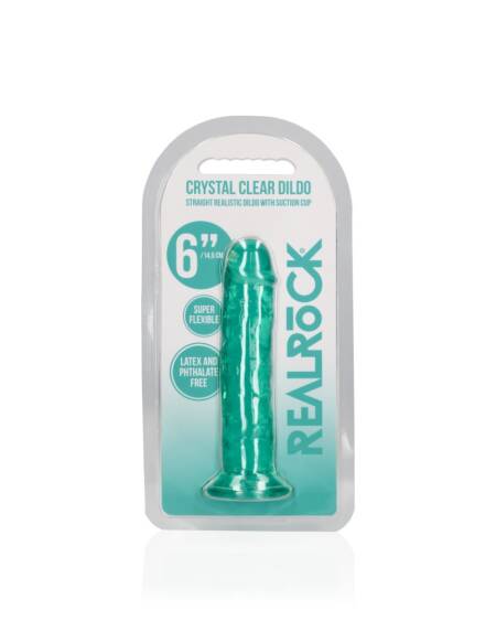 DILDO STRAIGHT REALISTIC CRYSTAL CLEAR 6 /14,5 CM VERDE REALROCK