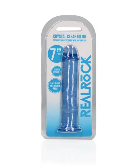 DILDO STRAIGHT REALISTIC CRYSTAL CLEAR 7 /18 CM AZUL REALROCK