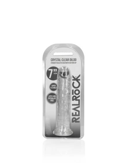 DILDO STRAIGHT REALISTIC CRYSTAL CLEAR 7 /18 CM TRANSPARENTE REALROCK