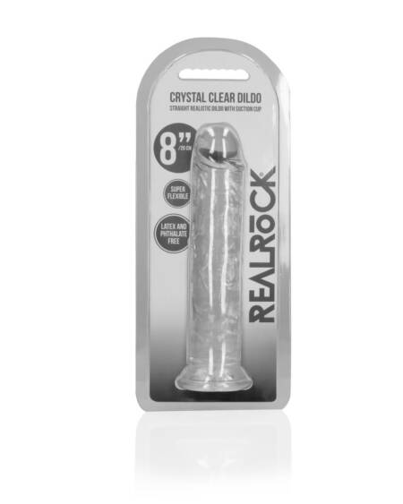DILDO STRAIGHT REALISTIC CRYSTAL CLEAR 8 /20 CM TRANSPARENTE REALROCK