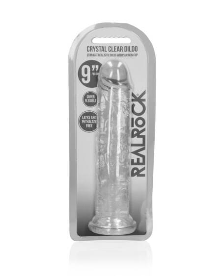 DILDO STRAIGHT REALISTIC CRYSTAL CLEAR 9 /23 CM TRANSPARENTE REALROCK