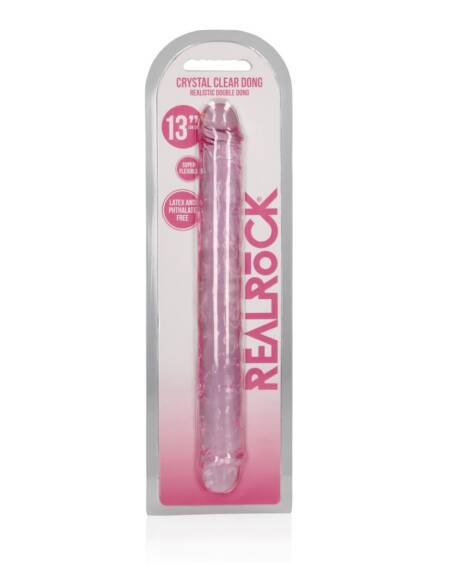 DILDO DUPLO CRYSTAL CLEAR 13 /34 CM ROSA REALROCK