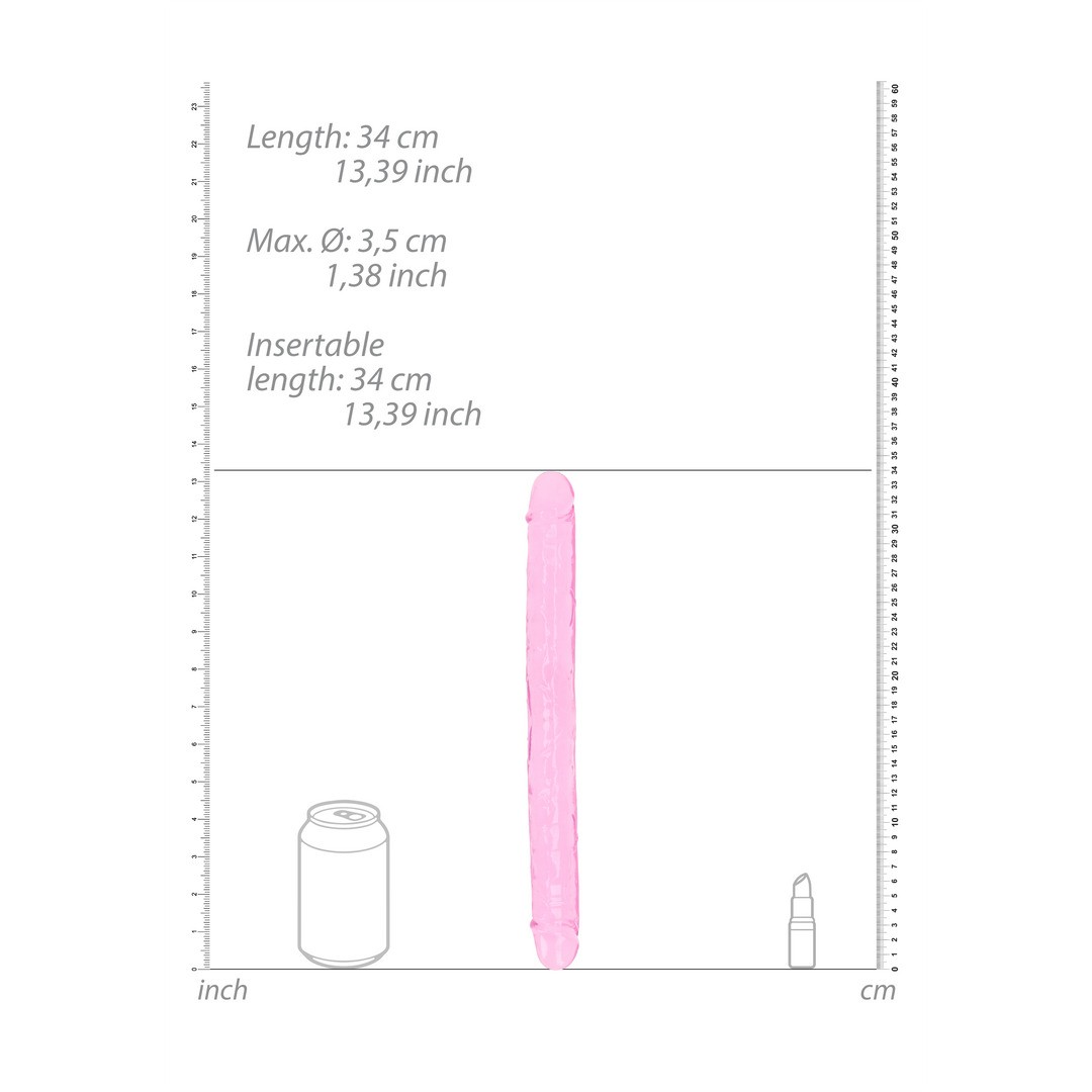 DILDO DUPLO CRYSTAL CLEAR 13 /34 CM ROSA REALROCK - Image 4