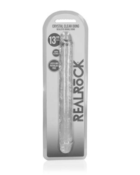 DILDO DUPLO CRYSTAL CLEAR 13 /34 CM  TRANSPARENTE REALROCK