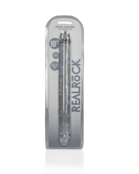 DILDO DUPLO CRYSTAL CLEAR 18 /45 CM TRANSPARENTE REALROCK