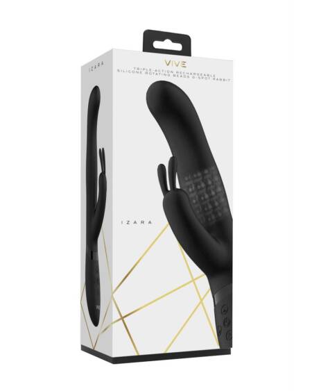 VIBRADOR IZARA ROTATING BEADS RABBIT BLACK VIVE