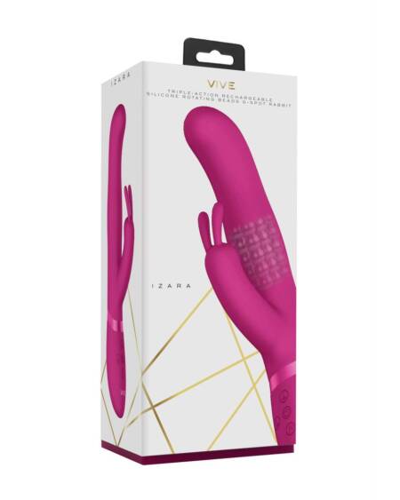 VIBRADOR IZARA ROTATING BEADS RABBIT ROSA VIVE