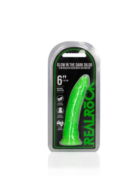 DILDO SLIM REALISTIC GLOW IN THE DARK 6'' / 15,5 CM REALROCK