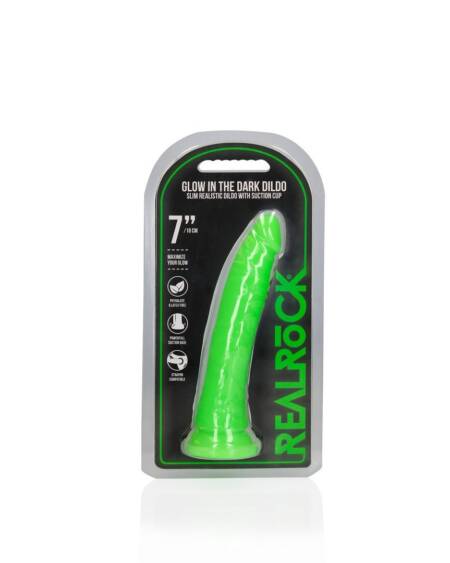 DILDO SLIM REALISTIC GLOW IN THE DARK 7'' / 18 CM REALROCK