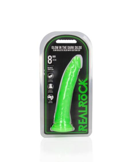 DILDO SLIM REALISTIC GLOW IN THE DARK 8'' / 20 CM REALROCK