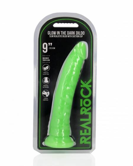 DILDO SLIM REALISTIC GLOW IN THE DARK 9'' / 22,5 CM REALROCK