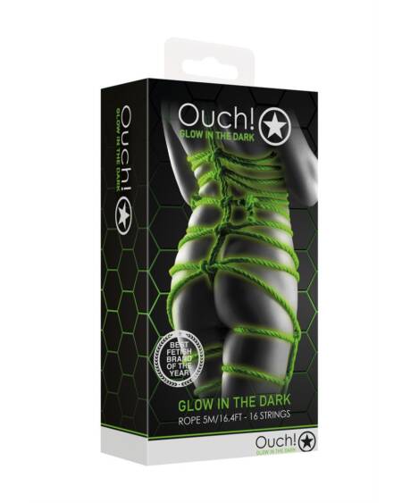 CORDA BONDAGE FLUORESCENTE GLOW IN THE DARK 16.4 FT /5 M OUCH!