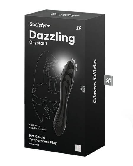 DILDO DE VIDRO DAZZLING CRYSTAL 1 PRETO SATISFYER