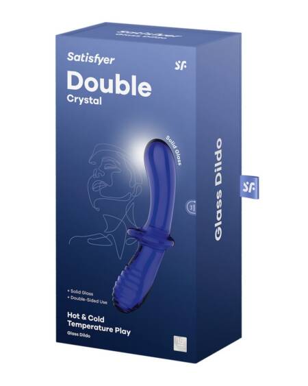 DILDO DE VIDRO DOUBLE CRYSTAL AZUL SATISFYER