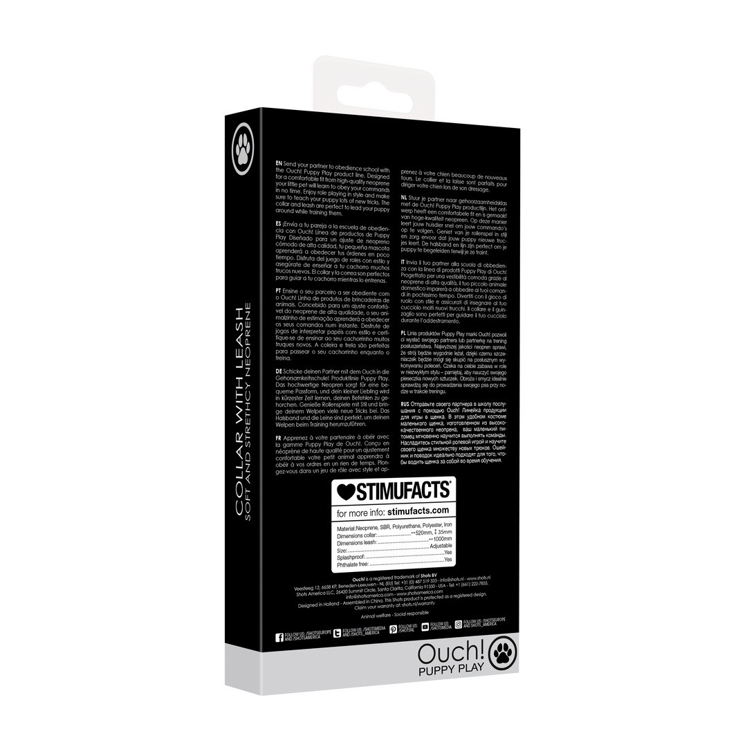 COLEIRA EM NEOPRENO PRETO COM TRELA OUCH! - Image 3