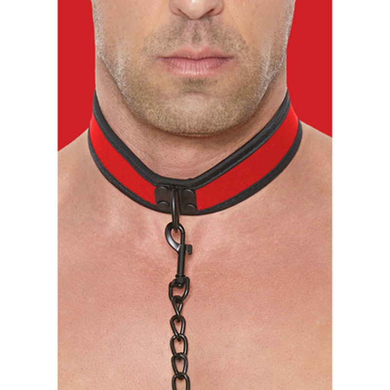 COLEIRA EM NEOPRENO VERMELHA COM TRELA OUCH! - Image 7