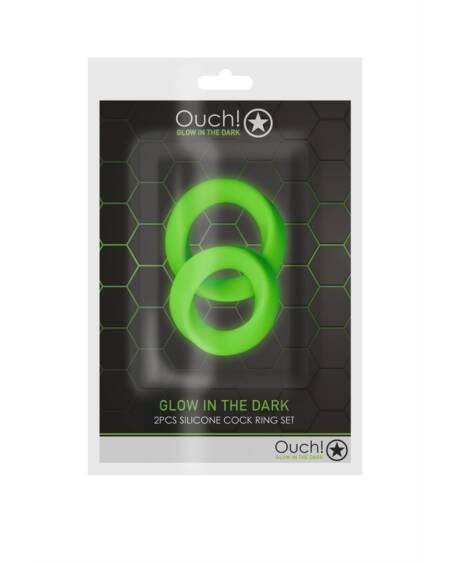 CONJUNTO DE 2 ANÉIS PARA O PÉNIS GLOW IN THE DARK OUCH!