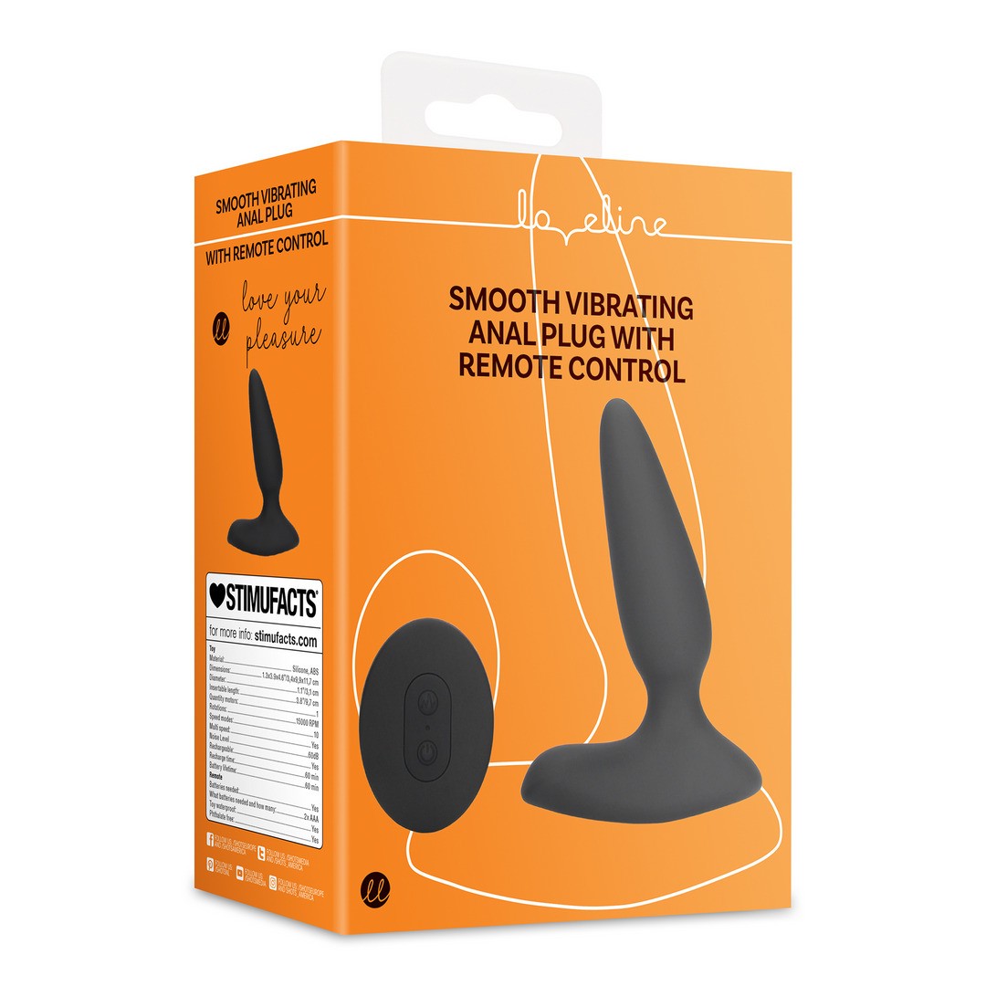 PLUG ANAL COM VIBRAÇÃO E COMANDO SMOOTH VIBRATING LICORICE BLACK LOVELINE