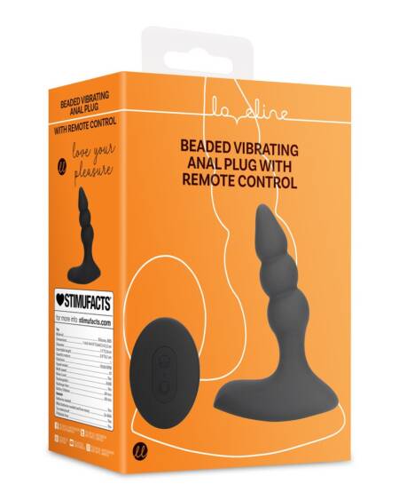 PLUG ANAL COM VIBRAÇÃO E COMANDO BEADED LICORICE BLACK LOVELINE