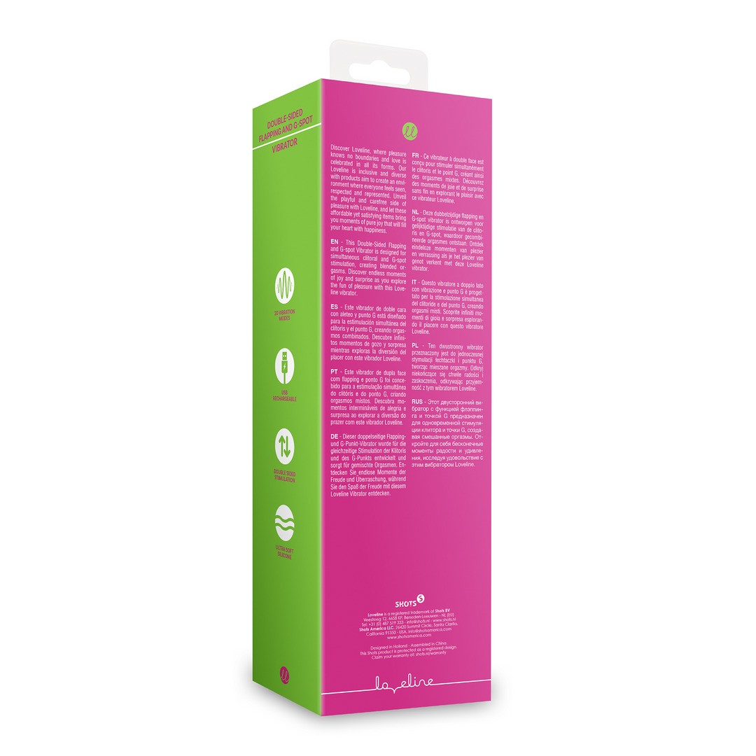 VIBRADOR DOUBLE-SIDED FLAPPING AND G-SPOT EXUBERANT PINK LOVELINE - Image 3