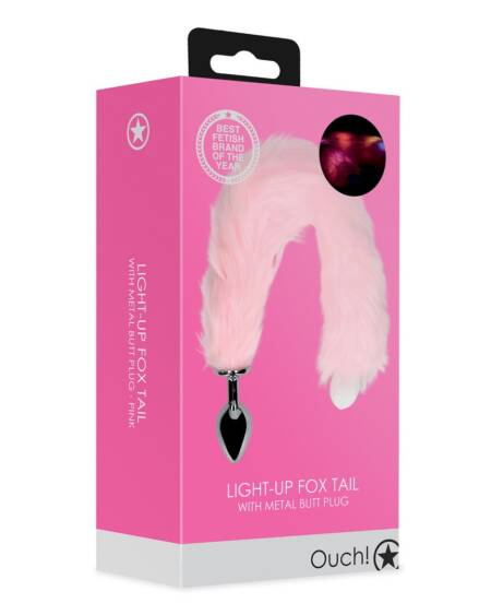 PLUG ANAL COM CAUDA DE RAPOSA ROSA LUMINOSA OUCH!