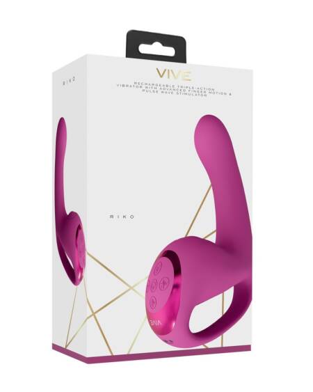 VIBRADOR RIKO COM MOTOR TRIPLO PULSE WAVE STIMULATOR ROSA VIVE