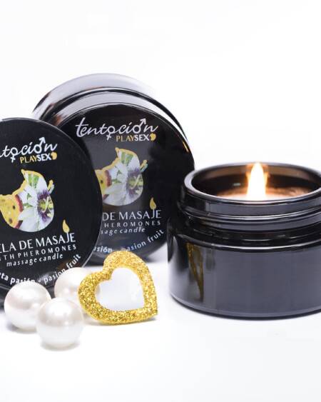 VELA COM FEROMONAS AROMA MARACUJÁ 20ML TENTACIÓN PLAY SEX