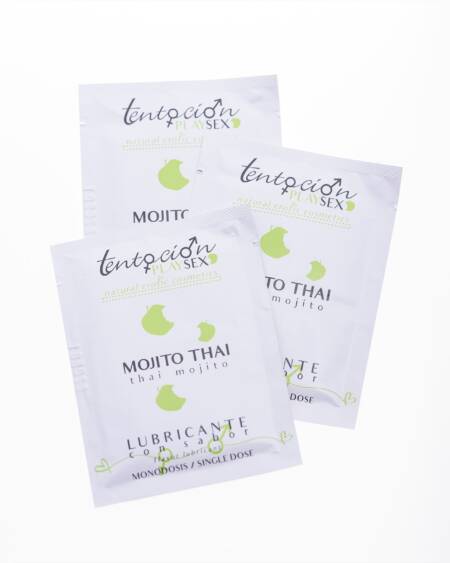 20 MONODOSES DE LUBRIFICANTE COM SABOR A MOJITO THAI 5ML TENTACIÓN PLAY SEX