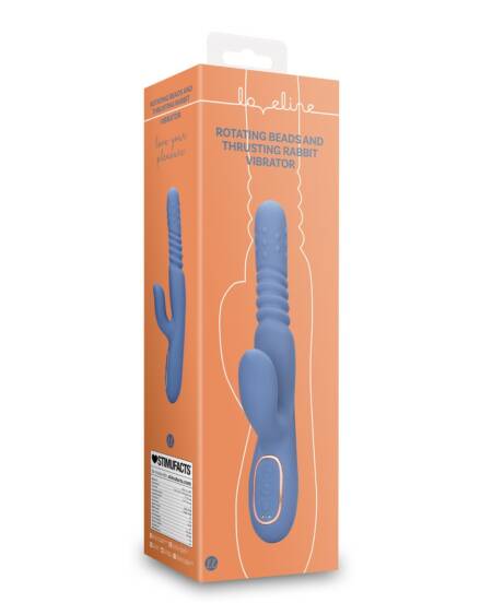VIBRADOR COM PÉROLAS ROTATIVAS E IMPULSO RABBIT BLUE NOVA LOVELINE