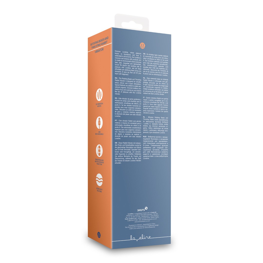 VIBRADOR COM PÉROLAS ROTATIVAS E IMPULSO RABBIT BLUE NOVA LOVELINE - Image 3
