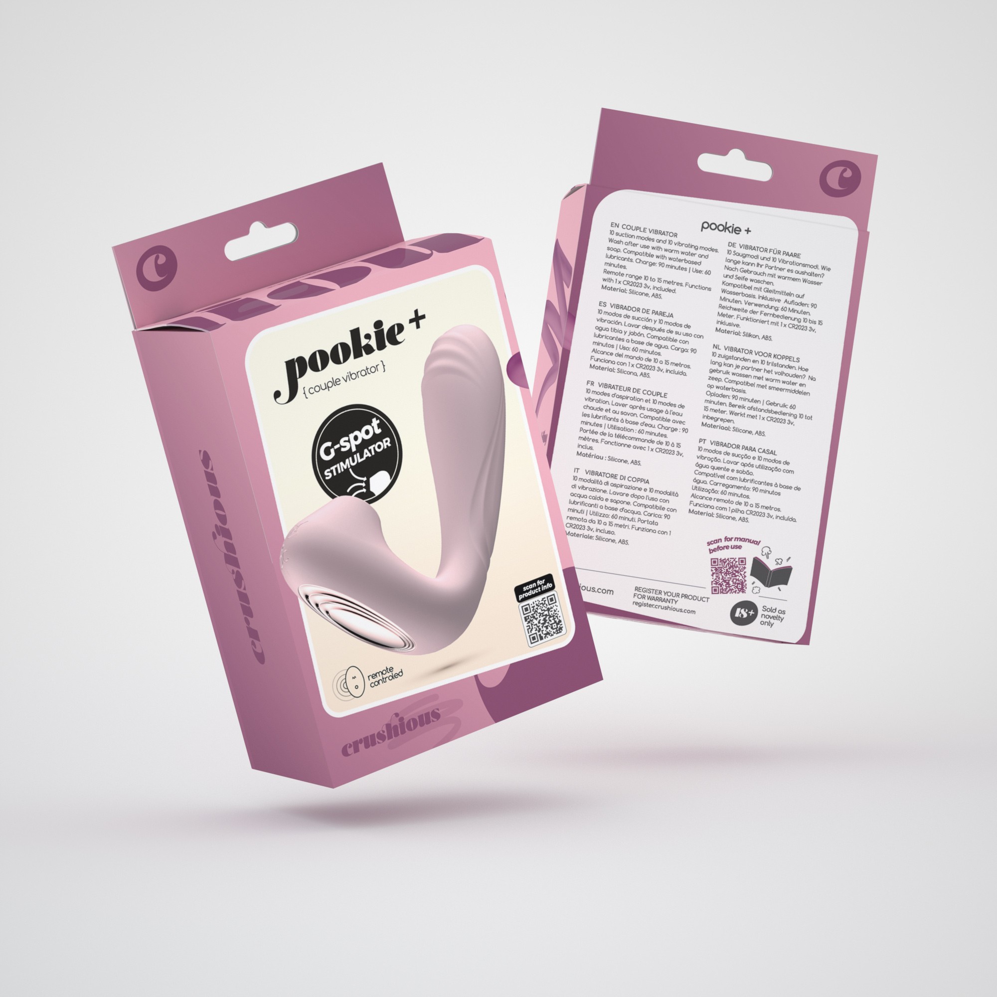 ESTIMULADOR CON MANDO INALÁMBRICO POOKIE + CRUSHIOUS ROSA - Image 12