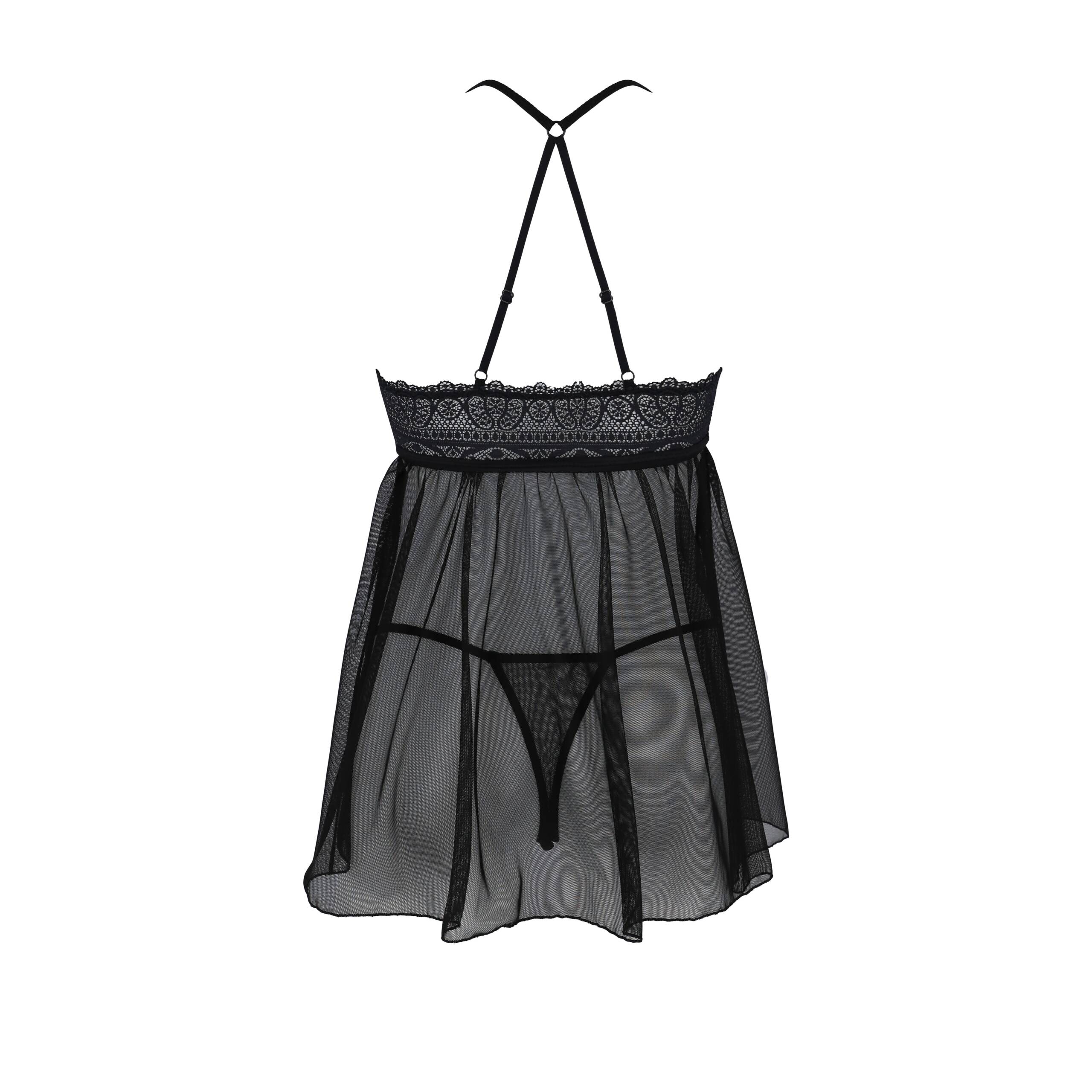 CAMISA DE NOITE E TANGA KERRIA PRETO ECO COLLECTION PASSION - Image 4